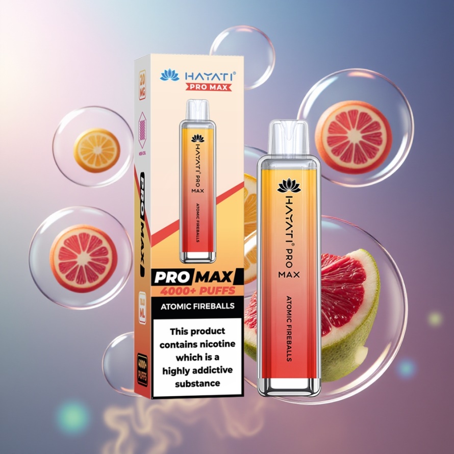 Hayati Pro Max 4000 Puffs Engångsvape Atomisk Eldklot – Svensk Grossist – 1400mAh, 2ml/10ml, TPD