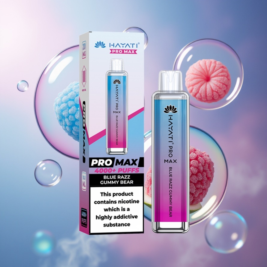 Hayati Pro Max 4000 Puffs Engångsvape Blå Hallon Gummibjörn (1400mAh, 2ml tank, 2%/5% Nikotin, svensk grossist)