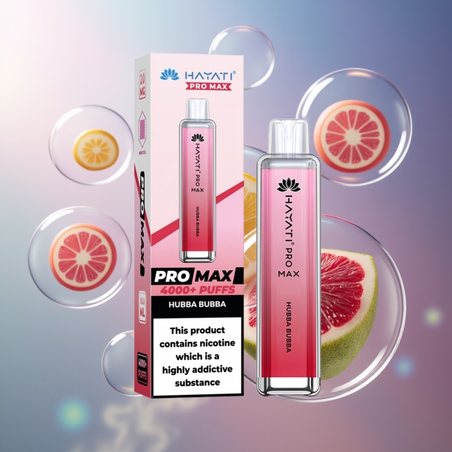 Hayati Pro Max 4000 Puffs Engångsvape Hubba Bubba Svensk Grossist med 1400mAh & Dual 1.1 Ohm Mesh Coil
