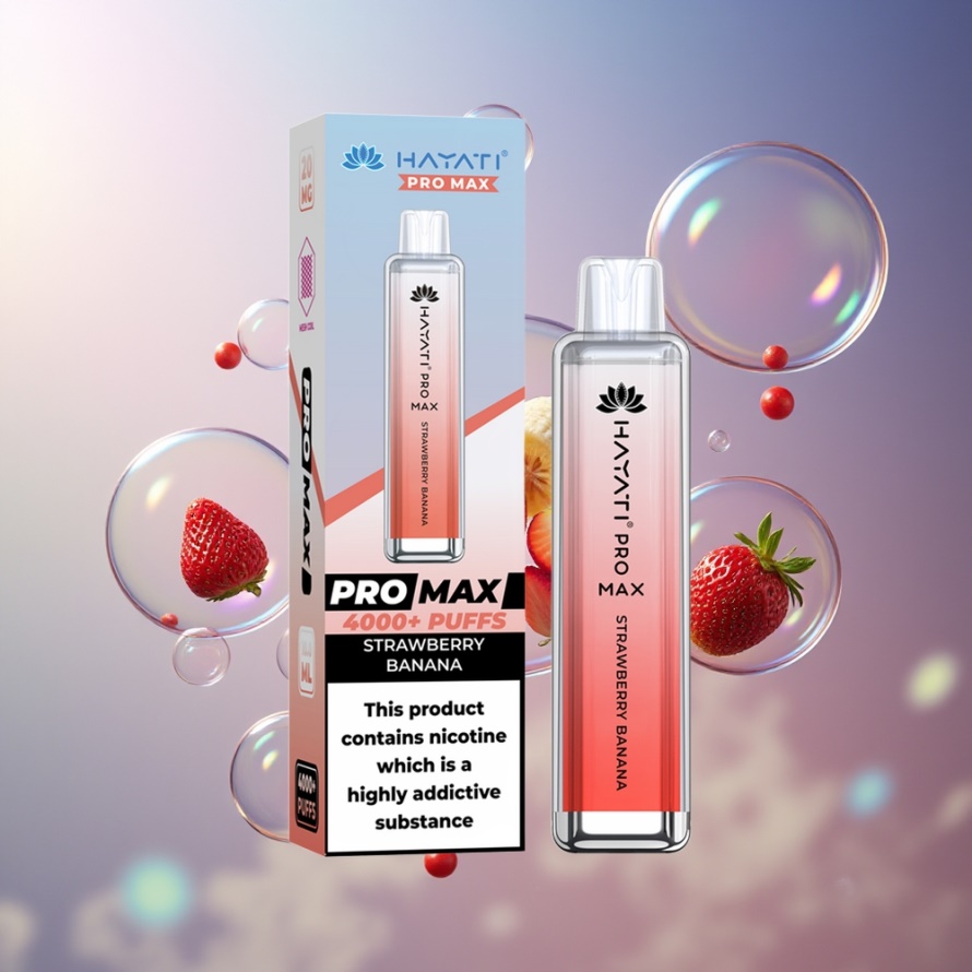 Hayati Pro Max 4000 Puffs Engångsvape Jordgubb Banan svensk grossist 1400mAh 2ml TPD