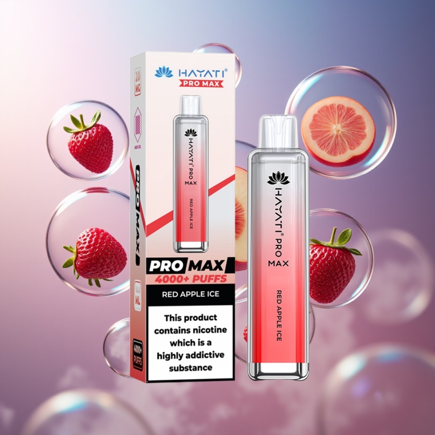 Hayati Pro Max 4000 Puffs Engångsvape Röd Äpple Is 2ml TPD svensk grossist 1400mAh