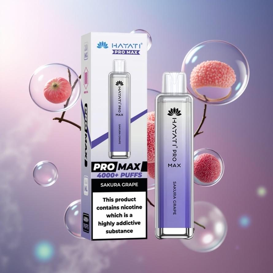 Hayati Pro Max 4000 Puffs Engångsvape Sakura Vindruva 1400mAh Svensk Grossist