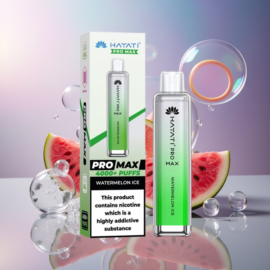 Hayati Pro Max 4000 Puffs Engångsvape Vattenmelon Is svensk grossist 1400mAh 2ml TPD