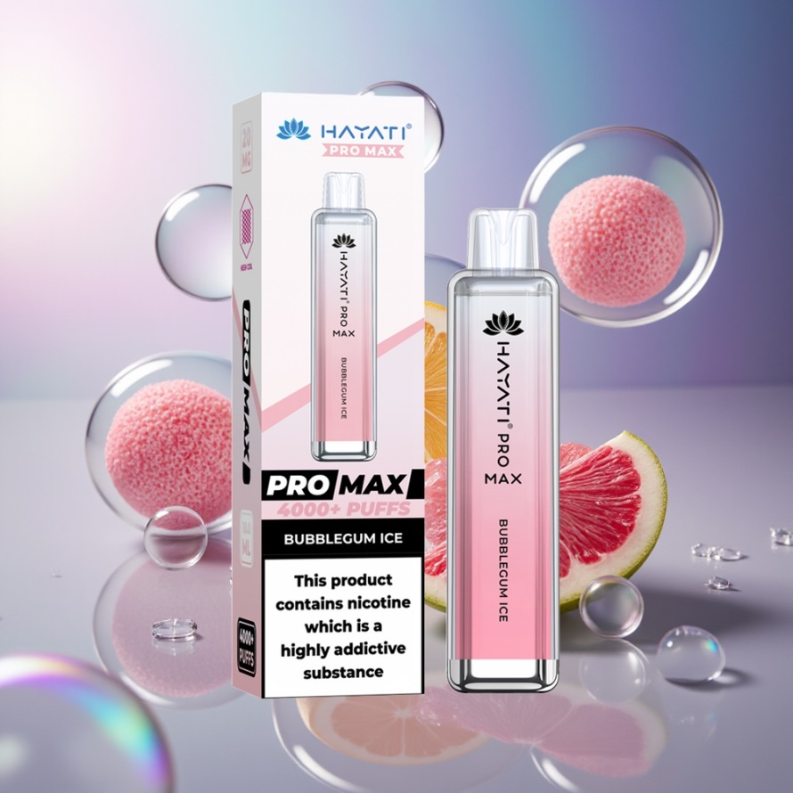 Hayati Pro Max 4000 Puffs Svensk Grossist Engångs Vape Tuggummi Is med 1400mAh & LED