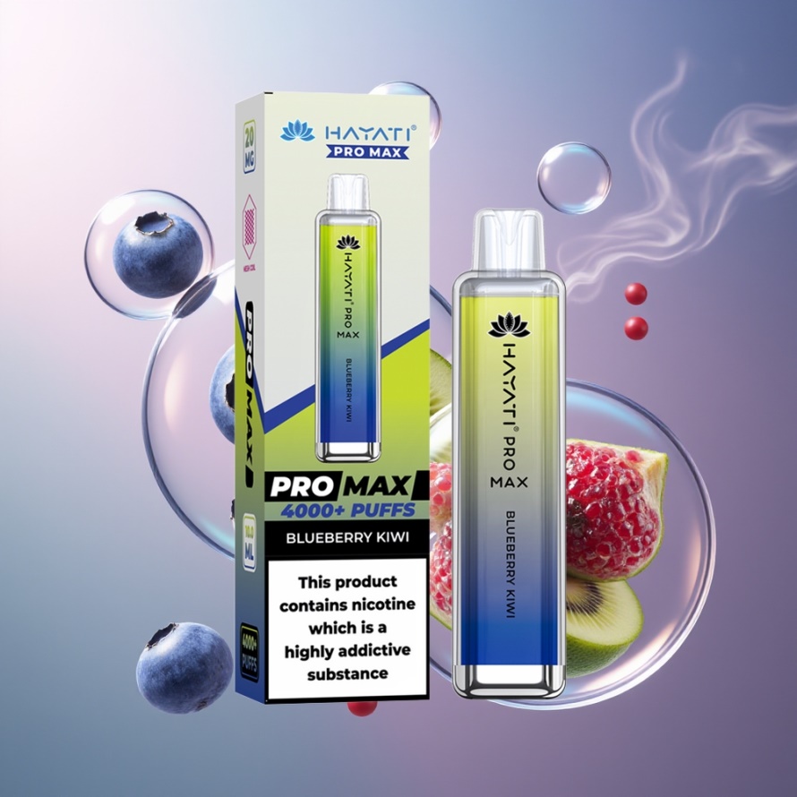 Hayati Pro Max 4000 Puffs Svensk Grossist Engångsvape Blåbär Kiwi 1400mAh 2ml TPD