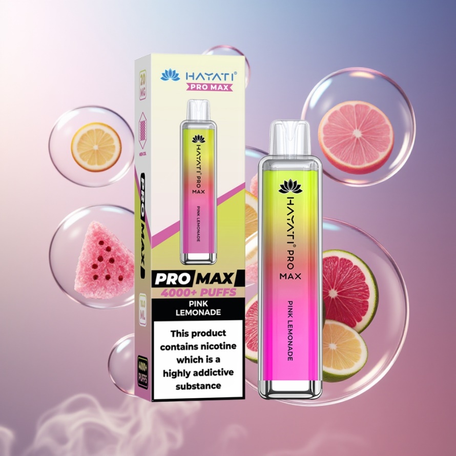 Hayati Pro Max 4000 Puffs Svensk Grossist Engångsvape Rosa Citronad med 1400mAh & LED