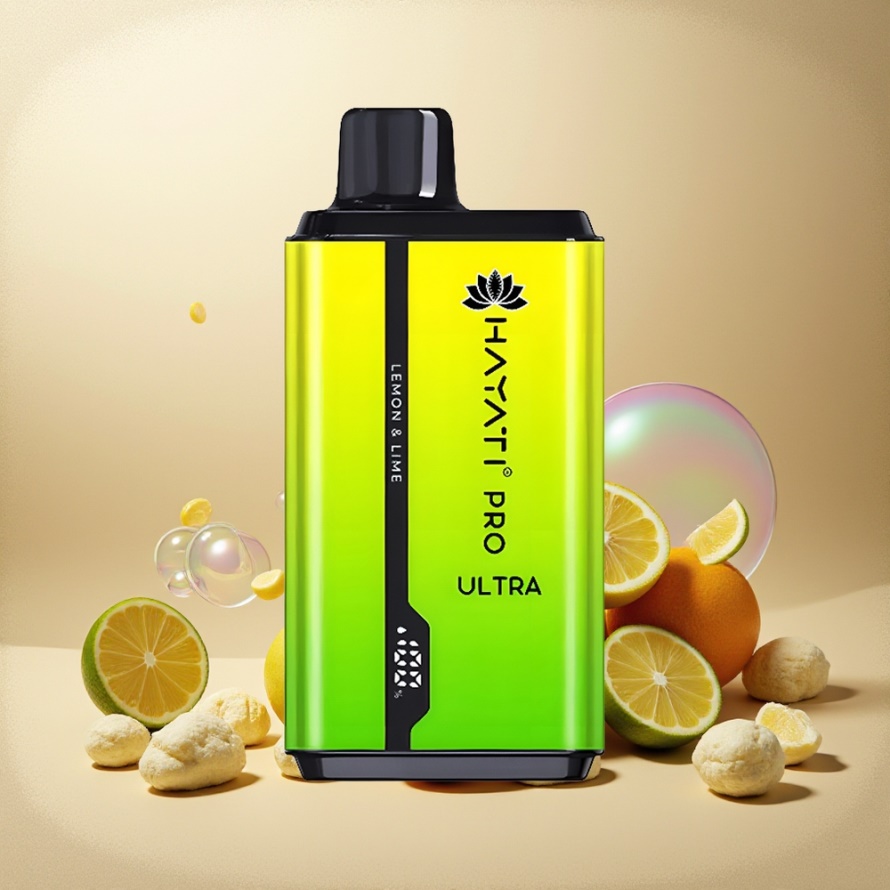Hayati Pro Ultra 15000 PuffsEngångs Vape Citron & Lime (850mAh, 2 12ml, 2% Nikotin) svensk grossist