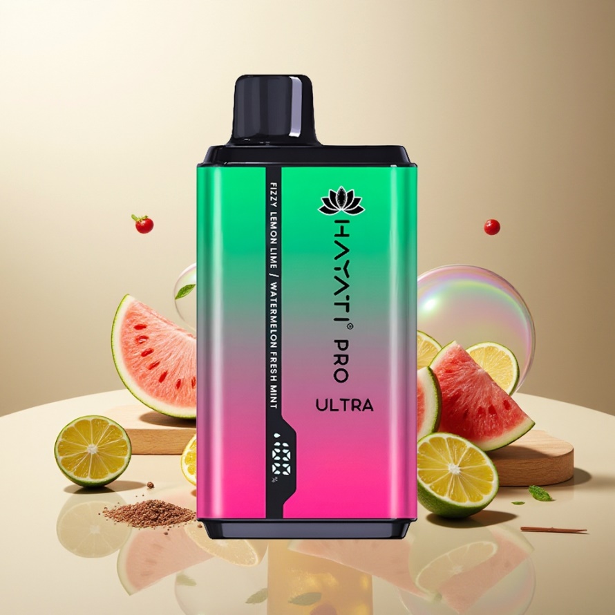 Hayati Pro Ultra 15000 PuffsEngångs Vape Frisk Citron & Lime Vattenmelon Pepparmynt svensk grossist 850mAh 2x12ml 2% Nikotin