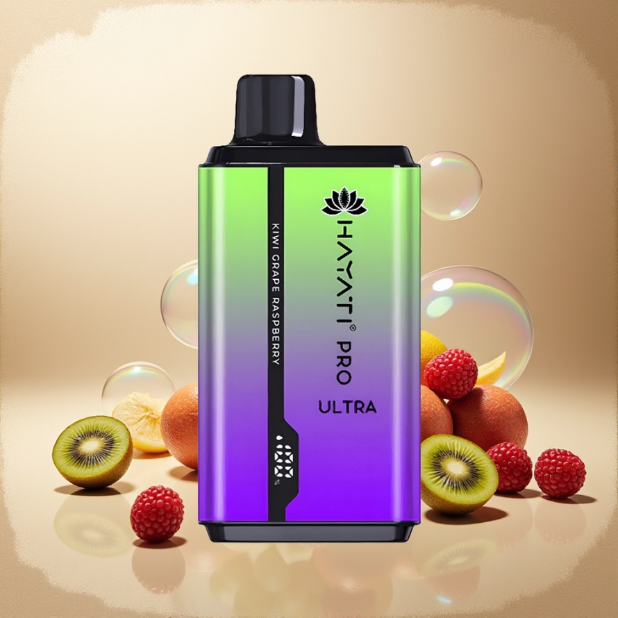 Hayati Pro Ultra 15000 Puffs 850mAh Svensk GrossistEngångs Vape Kiwi Vindruppa Hallon