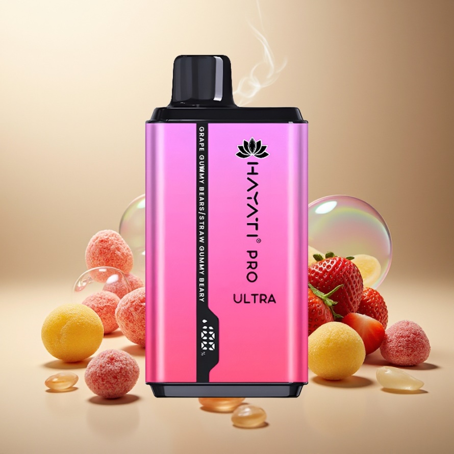 Hayati Pro Ultra 15000 Puffs Svensk GrossistEngångs Vape 850mAh 24ml 2% Nikotin Vindruvgummi Jordgubbsgummi