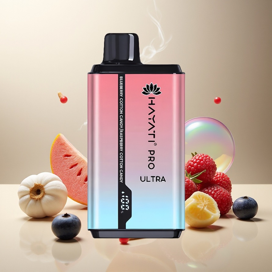 Hayati Pro Ultra 15000 Puffs Svensk GrossistEngångs Vape Blåbär Sockervadd Hallon Sockervadd 850mAh 2 12ml