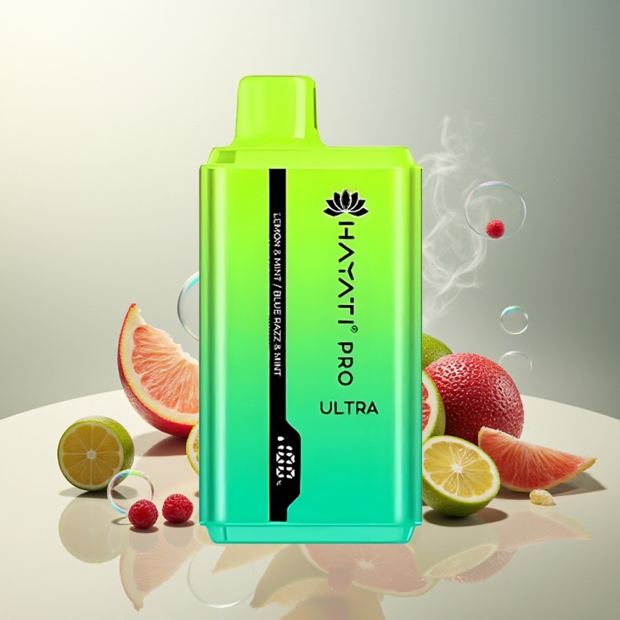 Hayati Pro Ultra 15000 Puffs Svensk GrossistEngångs Vape Citron & Mynt Blå Hallon & Mynt 850mAh 24ml 2% Nikotin