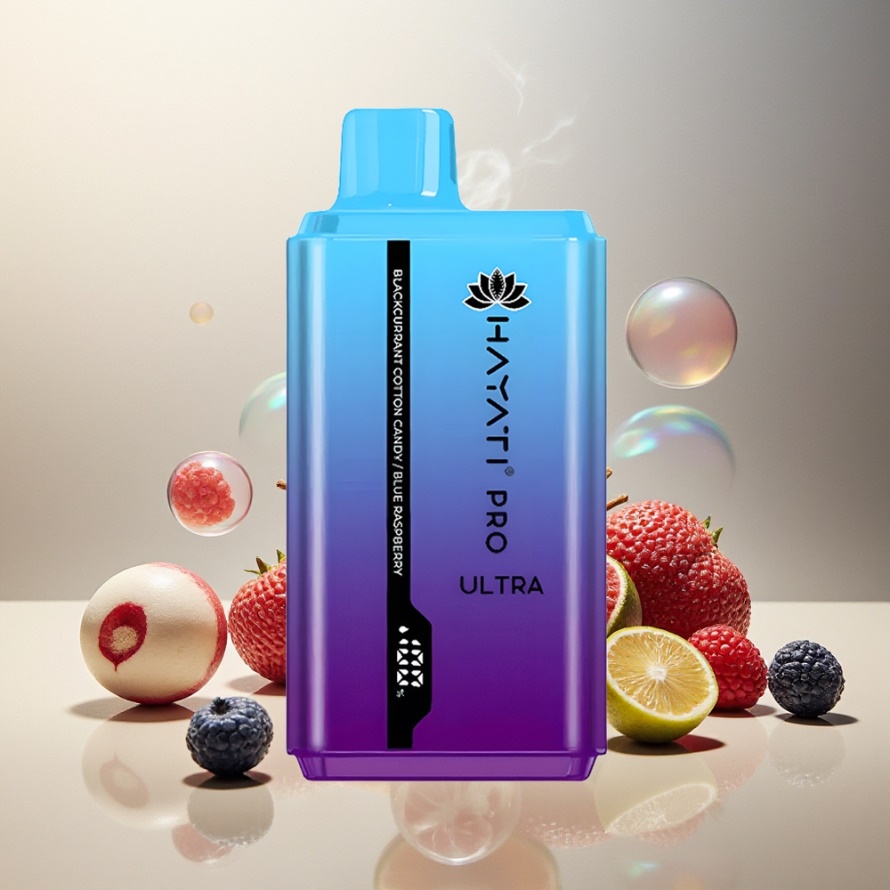 Hayati Pro Ultra 15000 Puffs Svensk GrossistEngångs Vape Svartvinbär Bomullsgodis Blå Hallon 850mAh 24ml