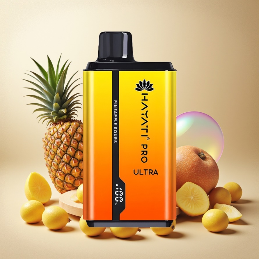 Hayati Pro Ultra 15000 Puffs Svensk Grossist 850mAh 24ml 2% Nikotin Ananas SyraEngångs Vape