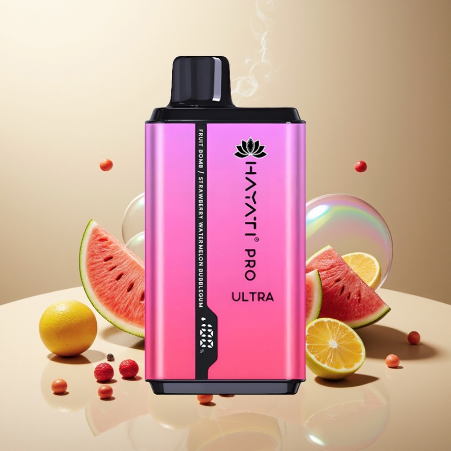 Hayati Pro Ultra 15000 Puffs Svensk Grossist 850mAh 24ml 2% Nikotin Fruktbomb Jordgubb Vattenmelon Tuggummi