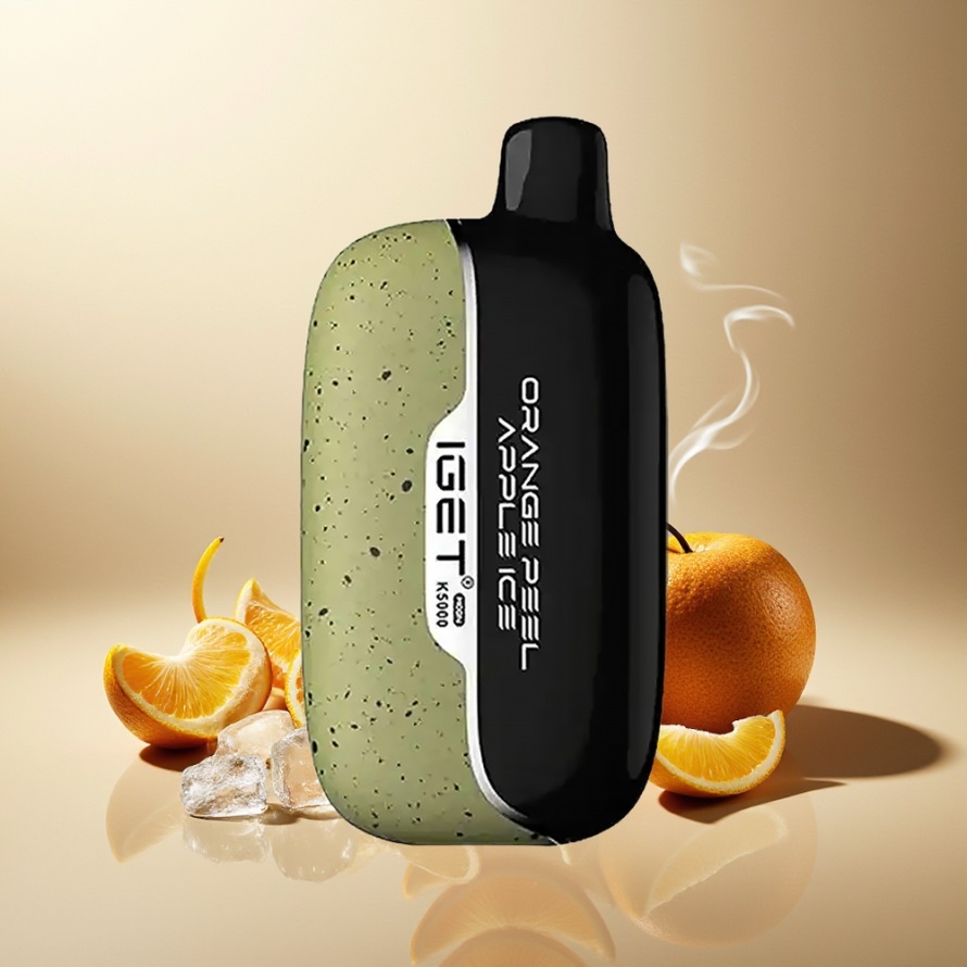 IGET Moon K5000 PuffsEngångs Vape Apelsinskal Äppelis (81.5g, 5000 Puffs, PC, 1.35 Ohm, 49.5x25.3x99.4 mm) svensk grossist