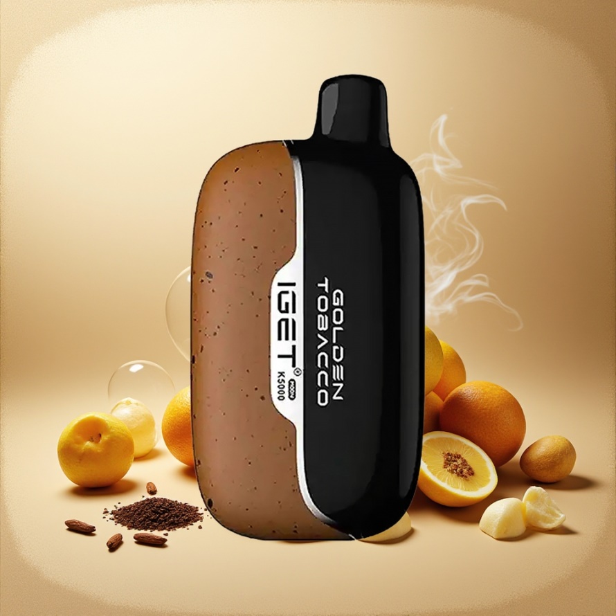 IGET Moon K5000 Puffs Engångsvape Guld Tobak 81.5g 1.35 Ohm Mesh svensk grossist