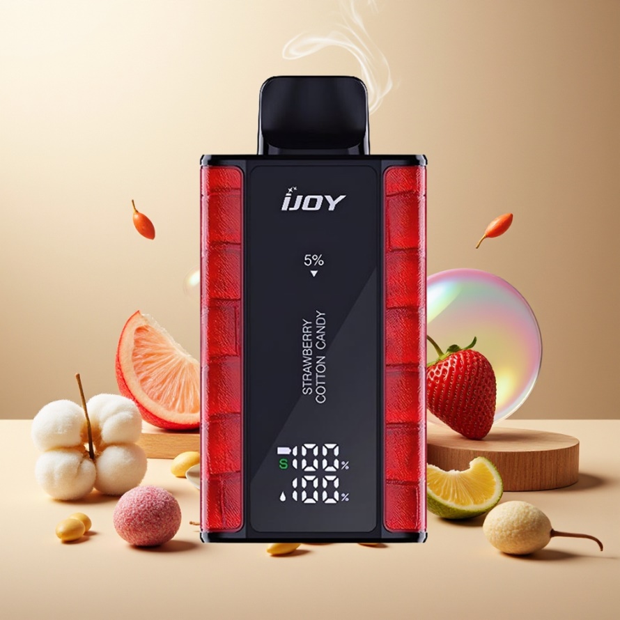 IJOY Captain 10000 Puffs Engångsvape Jordgubb-Bomullsgodis svensk grossist 650mAh Type-C 18ml 5% Nikotin