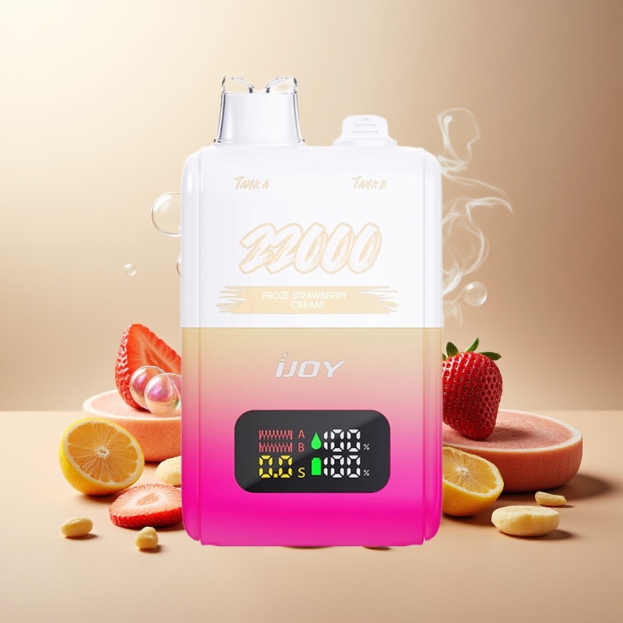 IJOY SD 22000 Puffs Engångs Vape Fryst Jordgubb Kräm 15ML+15ML Svensk Grossist