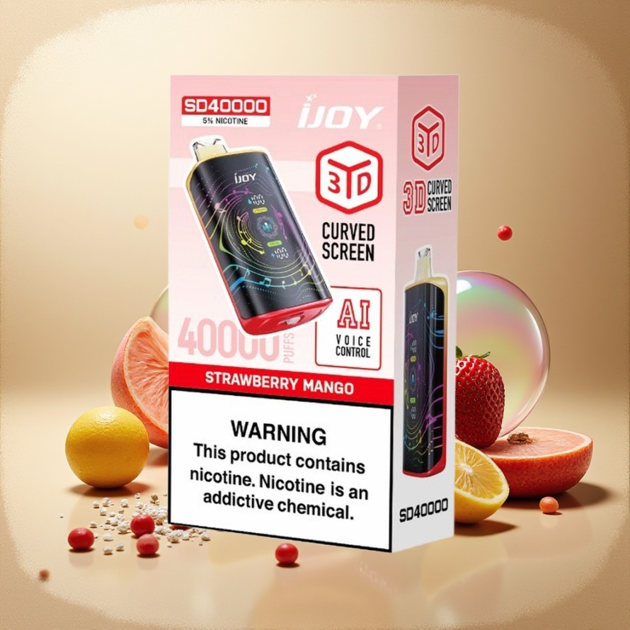IJOY SD 40000 PuffsEngångs Vape Jordgubb Mango Svensk Grossist 20ML 5% Nikotin 750mAh Type-C