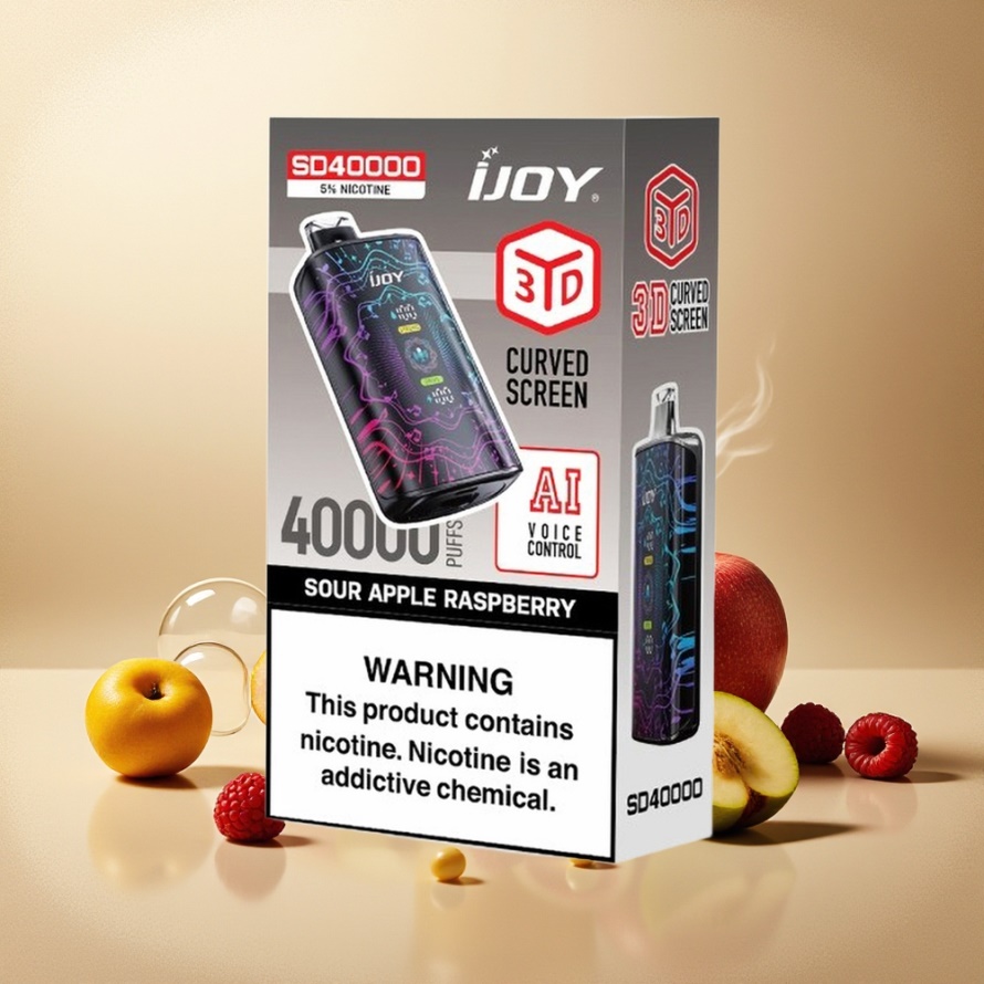 IJOY SD 40000 Puffs Förbrukningsbar Vape Sur Äpple Hallon 750mAh 20ML Svensk Grossist