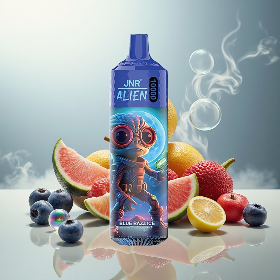 JNR Alien 10000 Puffs Svensk GrossistEngångs Vape Blå Hallon Is med RGB LED & Type-C Laddning