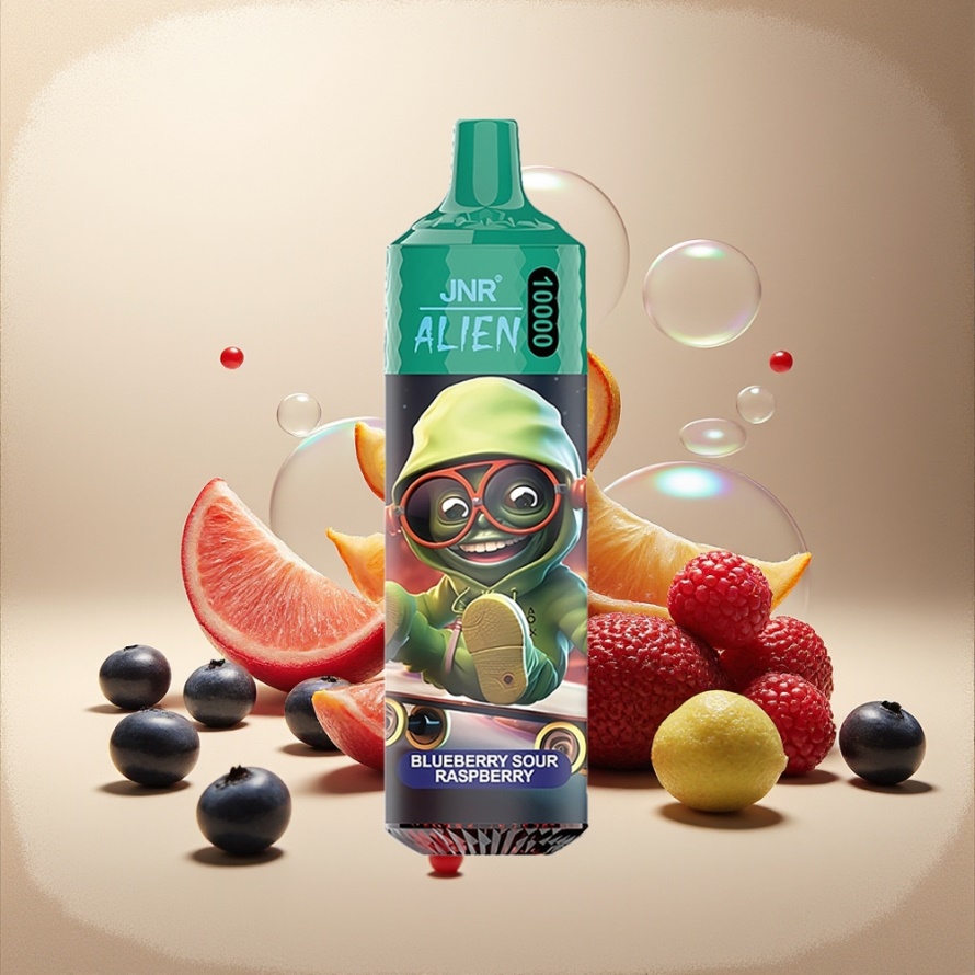 JNR Alien 10000 Puffs Svensk GrossistEngångs Vape Blåbär Sur Hallon med 850mAh & RGB LED