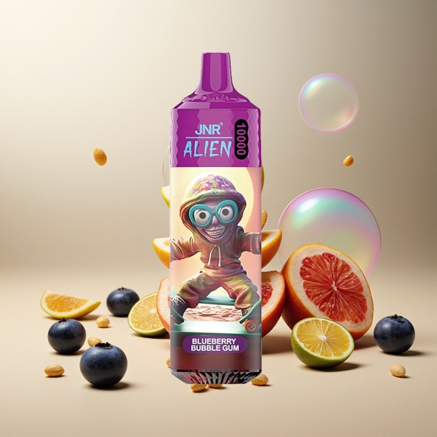 JNR Alien 10000 Puffs Svensk GrossistEngångs Vape Blåbärs Tuggummi med 850mAh & RGB LED
