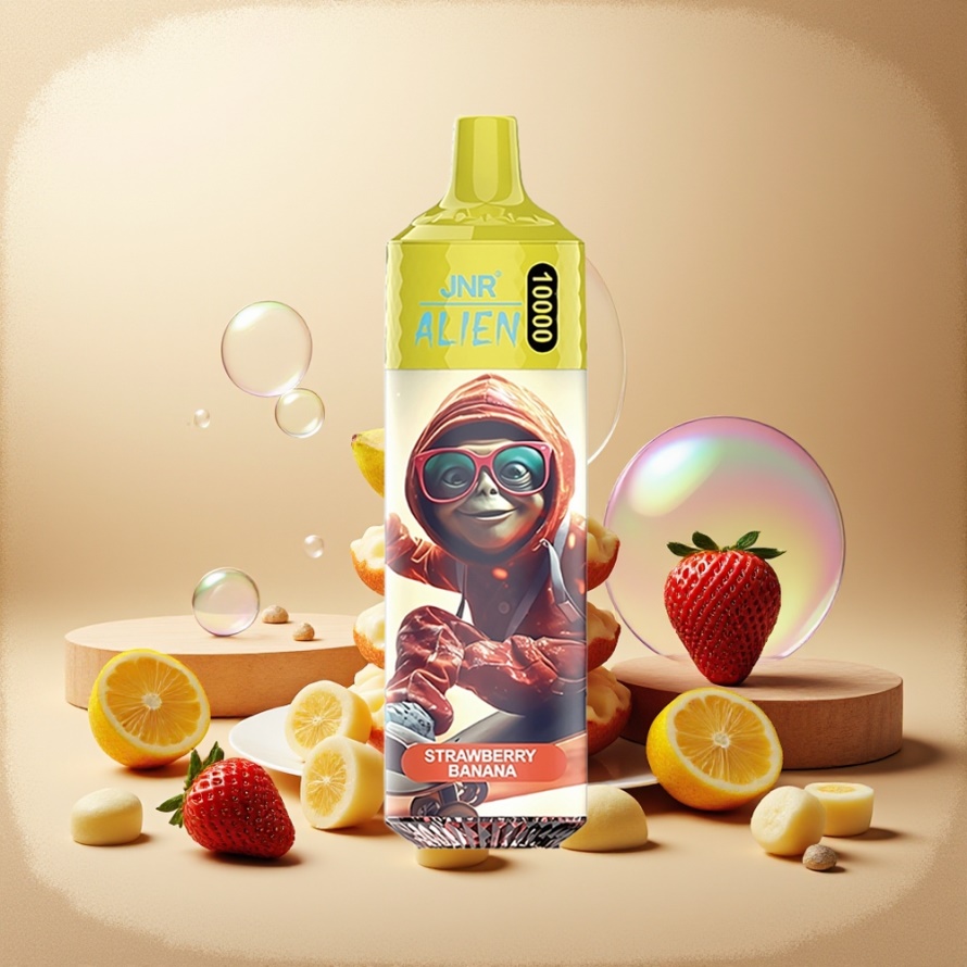 JNR Alien 10000 Puffs Svensk GrossistEngångs Vape Jordgubb Banan 850mAh RGB