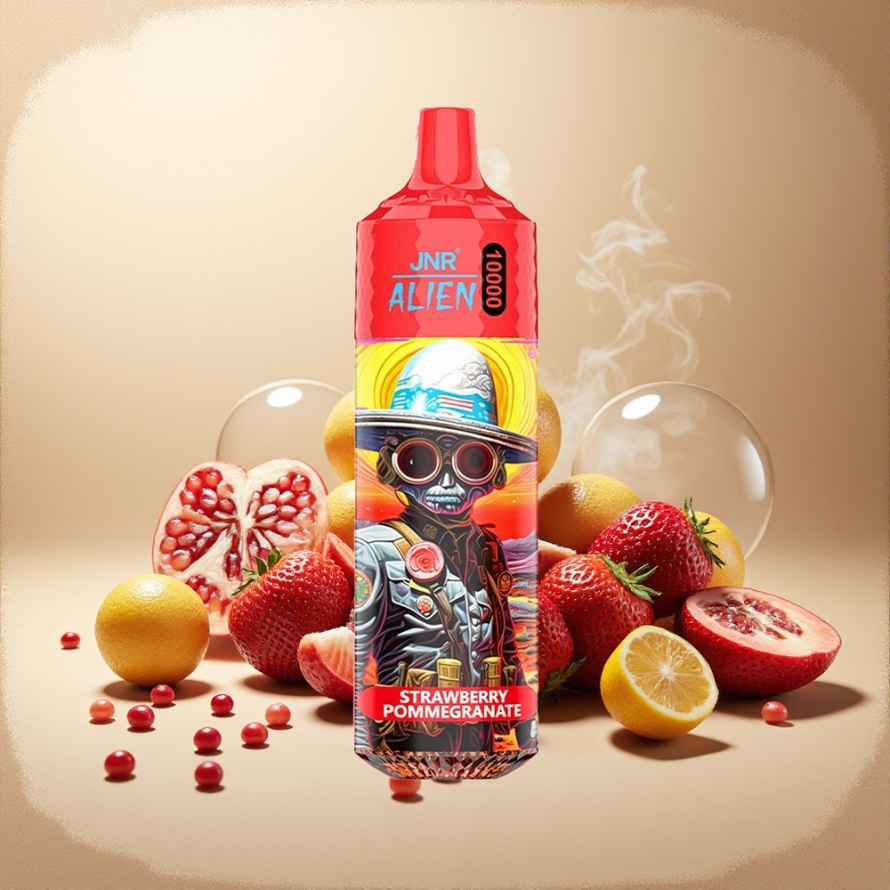 JNR Alien 10000 Puffs Svensk GrossistEngångs Vape Jordgubb Granat 850mAh RGB