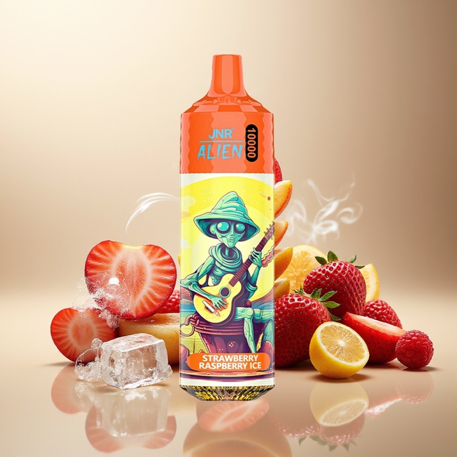 JNR Alien 10000 Puffs Svensk GrossistEngångs Vape Jordgubb Hallon Is med 850mAh & RGB
