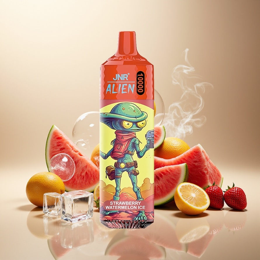 JNR Alien 10000 Puffs Svensk GrossistEngångs Vape Jordgubb Vattenmelon Is med LED RGB & Type-C Laddning