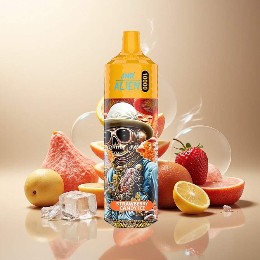 JNR Alien 10000 Puffs Svensk GrossistEngångs Vape Jordgubbsgodis Is med 850mAh & RGB