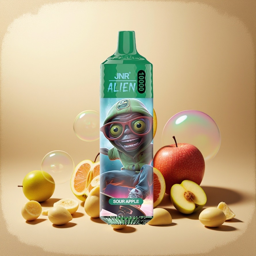 JNR Alien 10000 Puffs Svensk GrossistEngångs Vape Suräpple med RGB LED & Type-C