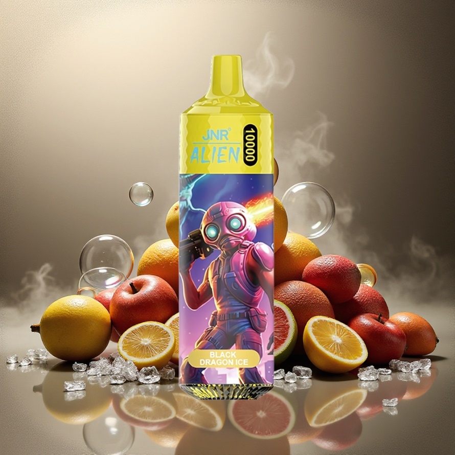 JNR Alien 10000 Puffs Svensk GrossistEngångs Vape Svart Drake Is med 850mAh & RGB