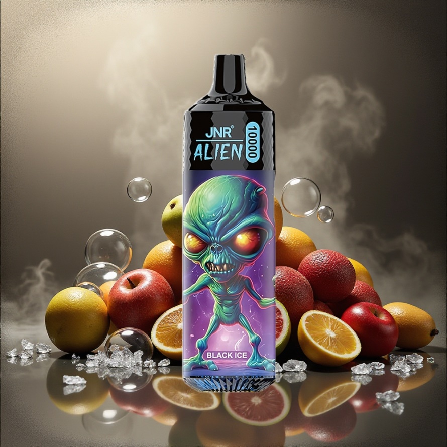 JNR Alien 10000 Puffs Svensk GrossistEngångs Vape Svart Is med 850mAh & RGB LED