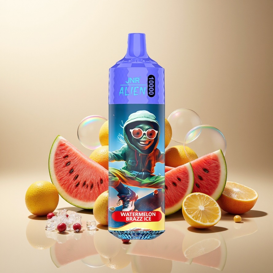 JNR Alien 10000 Puffs Svensk GrossistEngångs Vape Vattenmelon Brazz Is med RGB LED & Type-C Laddning