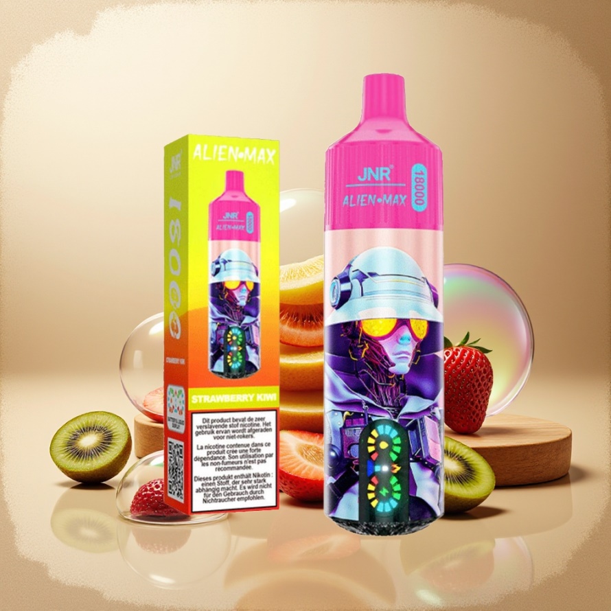 JNR Alien Max 18000 Puffs Svensk GrossistEngångs Vape Jordgubb Kiwi med Smart LED & Dual Mesh Coil