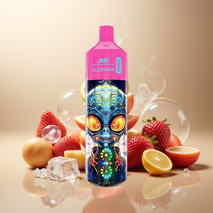 JNR Alien Max 18000 Puffs Svensk GrossistEngångs Vape Jordgubbe Is med Smart LED & Dual Mesh Coil 850mAh 28ml