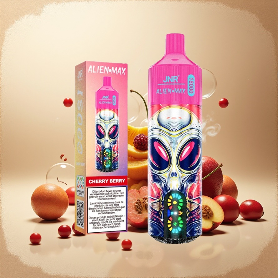 JNR Alien Max 18000 Puffs Svensk GrossistEngångs Vape Körsbär Bär med Smart LED & Dual Mesh Coil 28ml