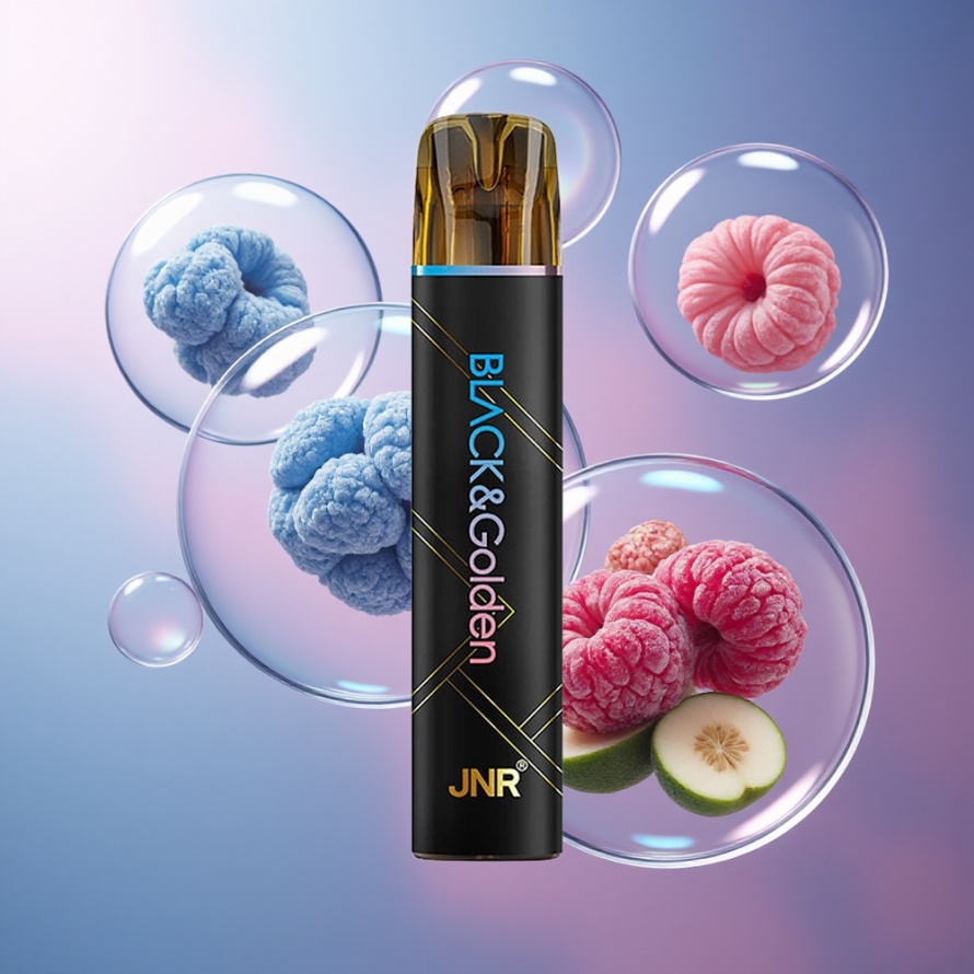 JNR Black&Golden 600+200 Puffs Engångs Vape Blå Hallon Körsbär 550mAh svensk grossist
