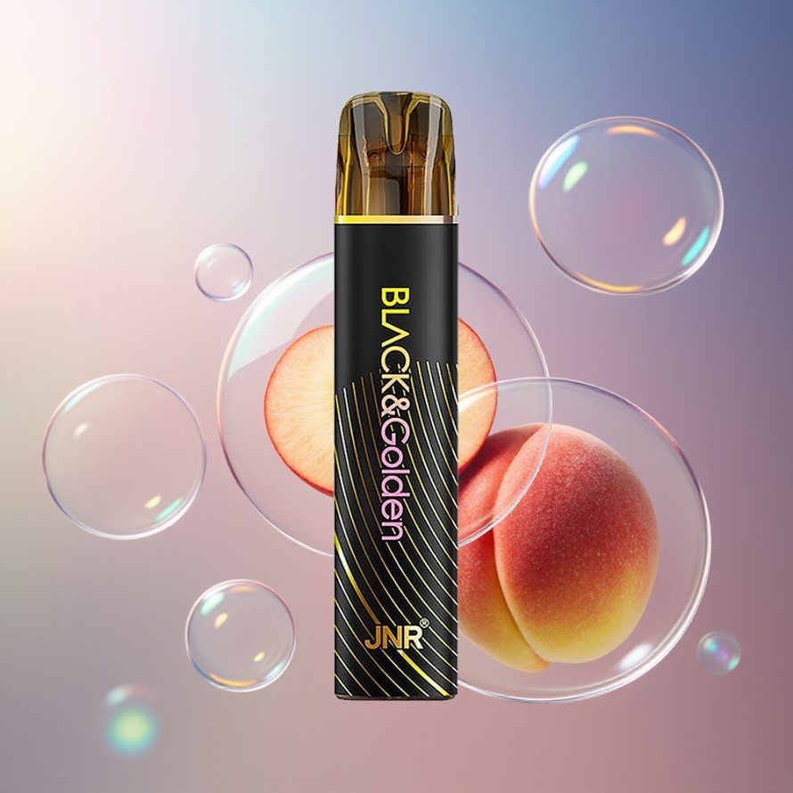 JNR Black&Golden 600+200 Puffs Engångs Vape Persika Mango 550mAh 2ml svensk grossist