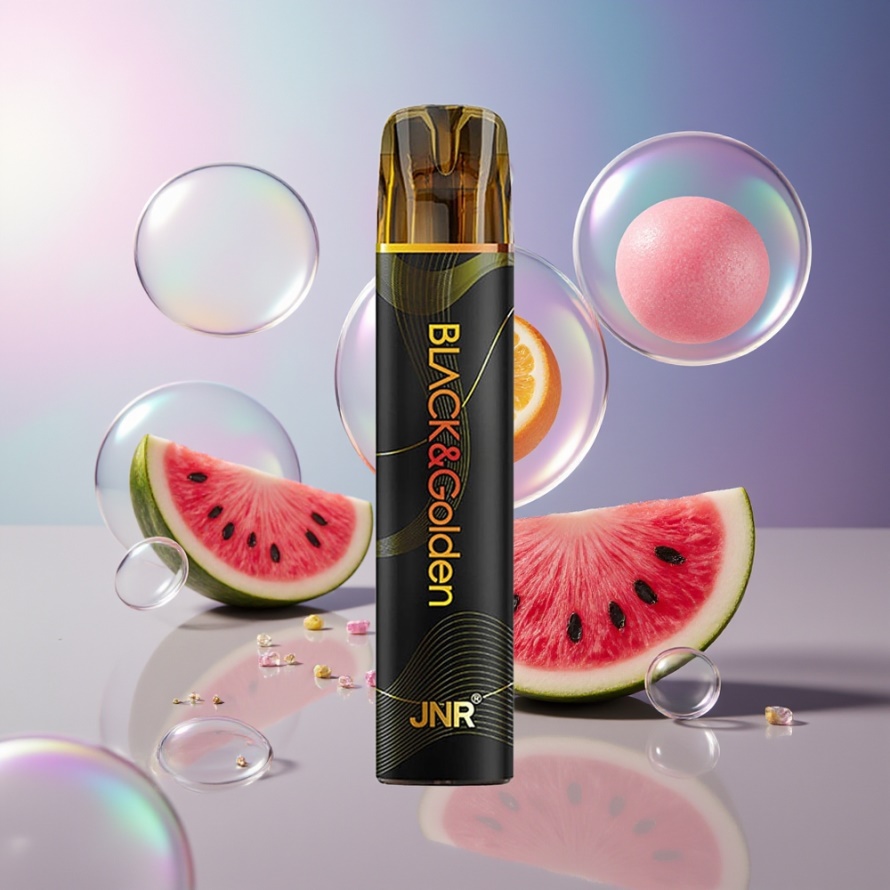 JNR Black&Golden 600+200 Puffs Engångsvattenmelonsbubbligtuggummi 550mAh svensk grossist