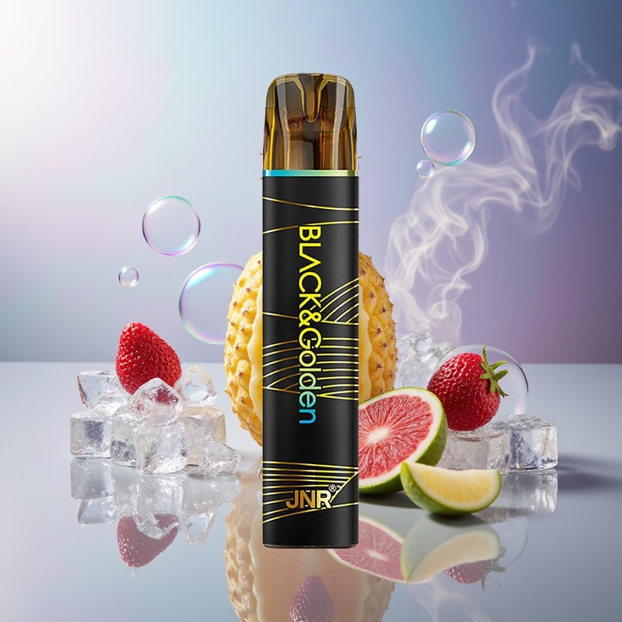 JNR Black&Golden 800 Puffs 550mAh Svensk Grossist Engångs Vape Ananas Is