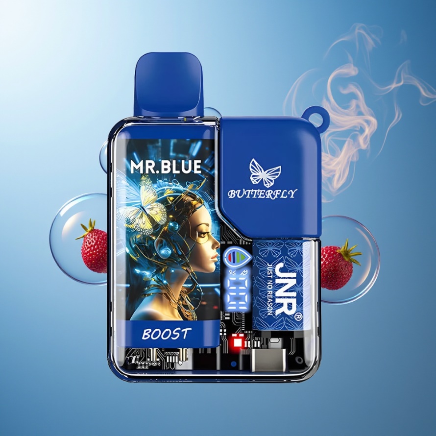 JNR Butterfly 8500 Puffs Engångs Vape Herr Blå Svensk Grossist 1200mAh 15ml 1.0ohm Mesh Digital Display