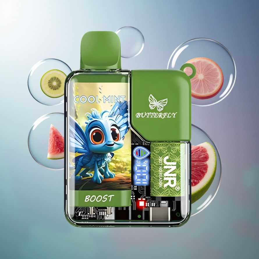 JNR Butterfly 8500 Puffs Engångs Vape Kylmynta Svensk Grossist 1200mAh 15ml 1.0ohm Digital Display