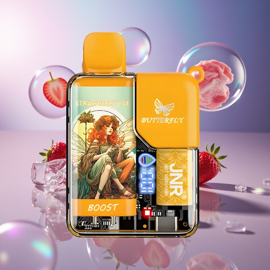 JNR Butterfly 8500 Puffs Svensk Grossist Engångs E-cigarett Jordgubb Is 1200mAh 15ml Digital Display 1.0ohm Mesh