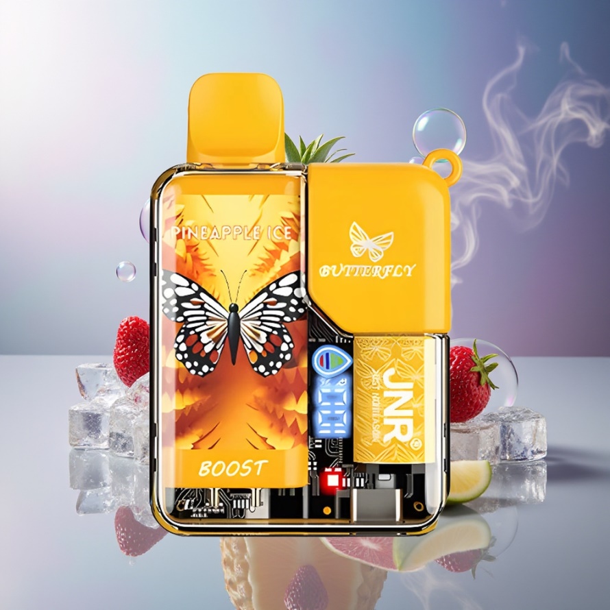 JNR Butterfly 8500 Puffs Svensk Grossist Engångs Vape Ananas Is 1200mAh 15ml 1.0ohm Mesh Digital Display