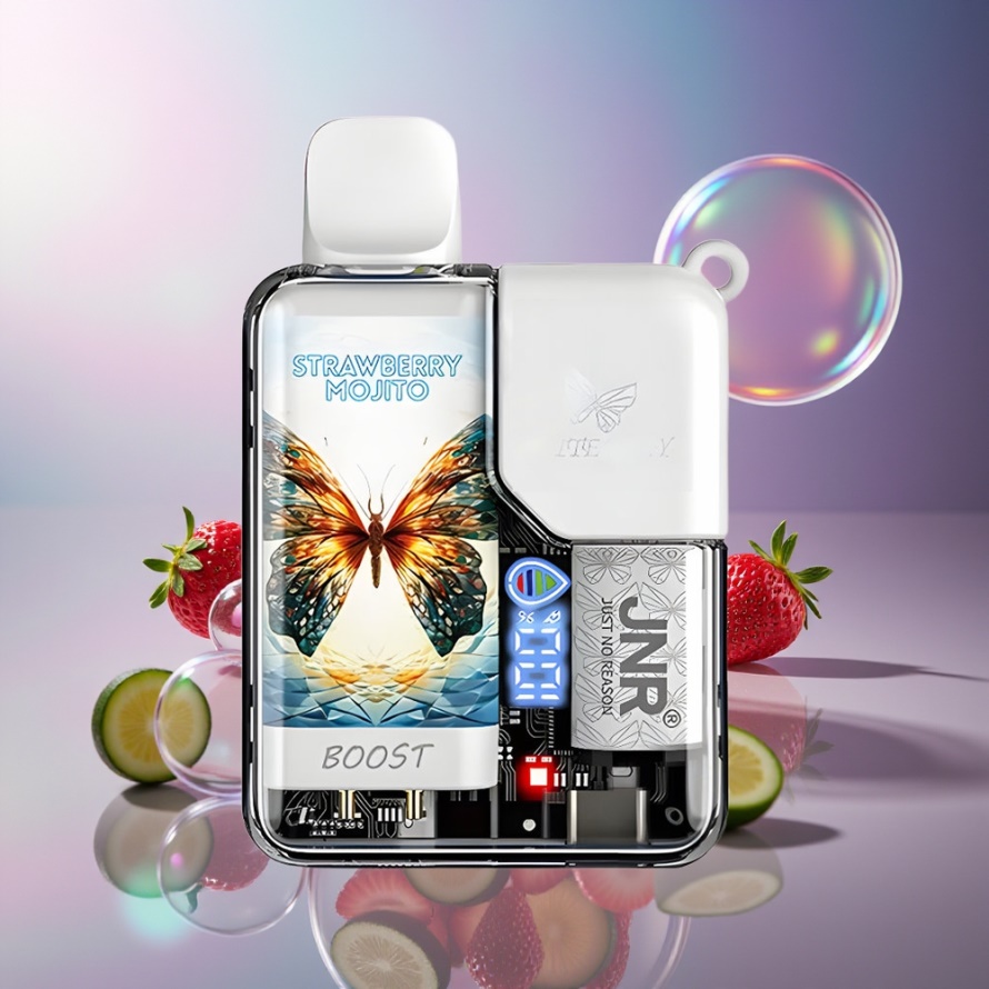 JNR Butterfly 8500 Puffs Svensk Grossist Engångs Vape Jordgubb Mojito 1200mAh 15ml 1.0ohm Mesh Digital Display