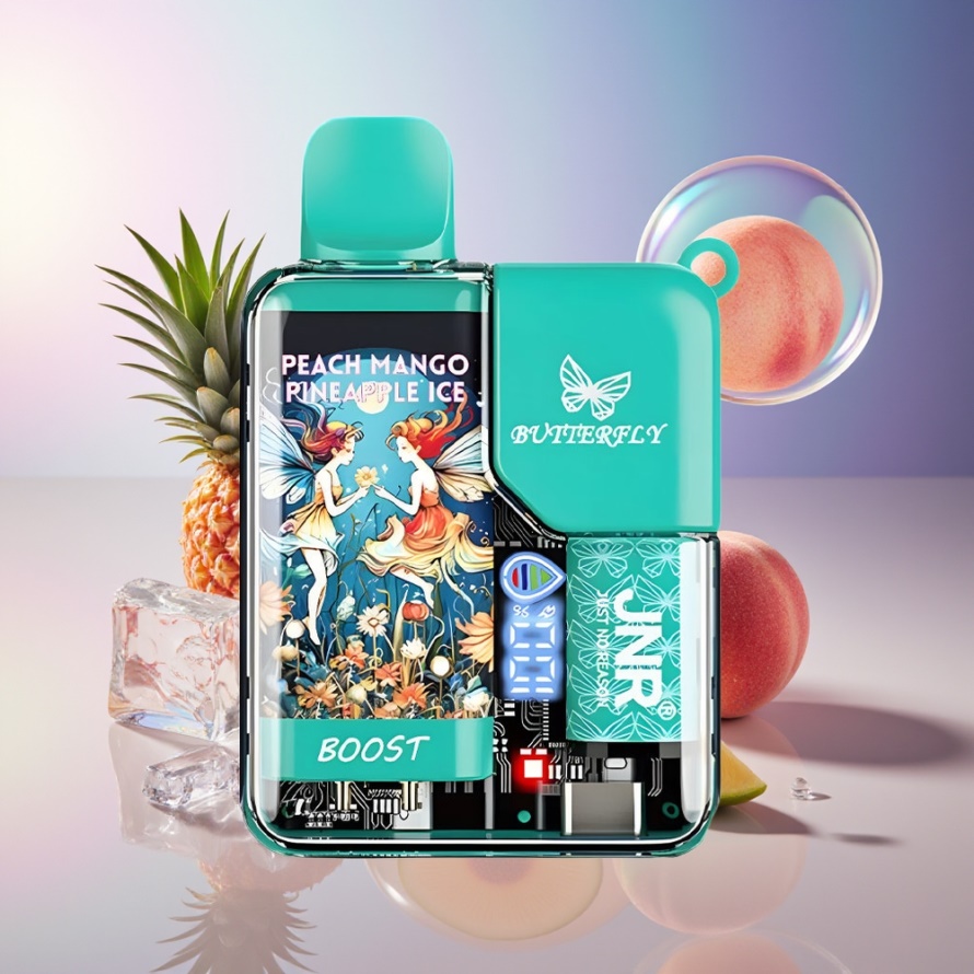 JNR Butterfly 8500 Puffs Svensk Grossist Engångs Vape Persika Mango Ananas Is 1200mAh 15ml 1.0ohm Mesh Digital Display